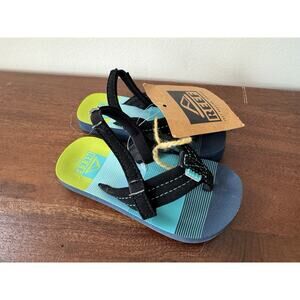 Reef Toddler Boys Ahi Slip On Flip Flops Beach Sandals Size 3/4 Aqua Green